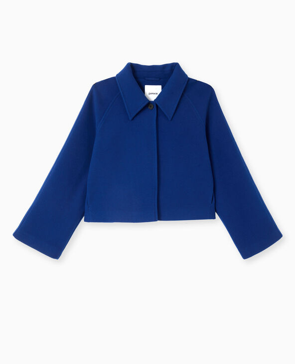 Manteau court drap de laine bleu marine - Pimkie