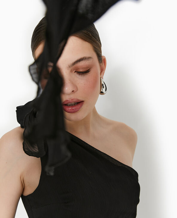 Top asymétrique one shoulder avec fleur noir - Pimkie