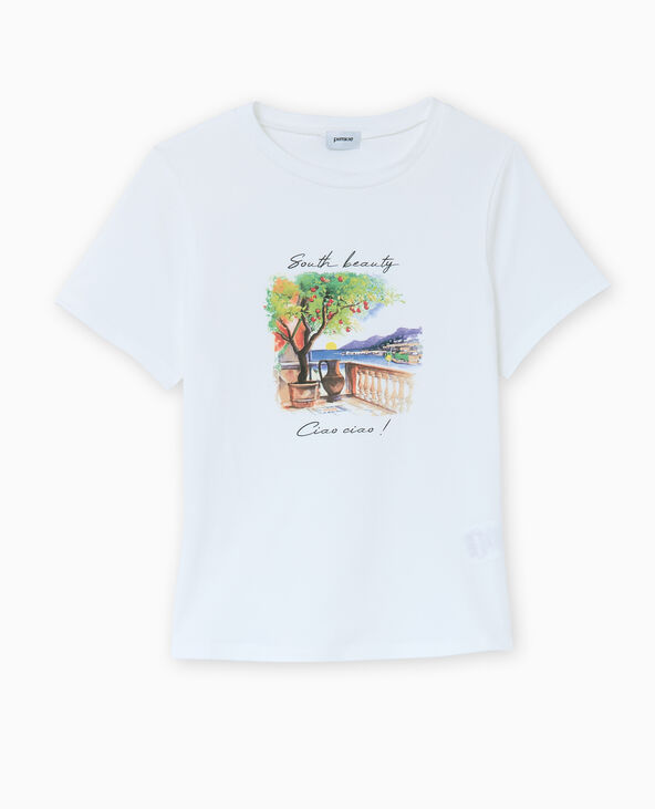 T-shirt manches courtes avec print devant blanc - Pimkie