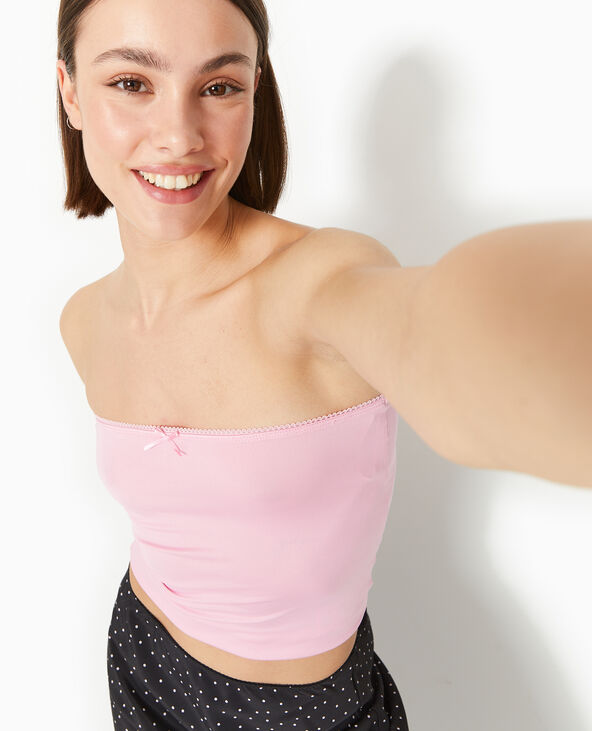 Top bustier avec petit nœud rose - Pimkie