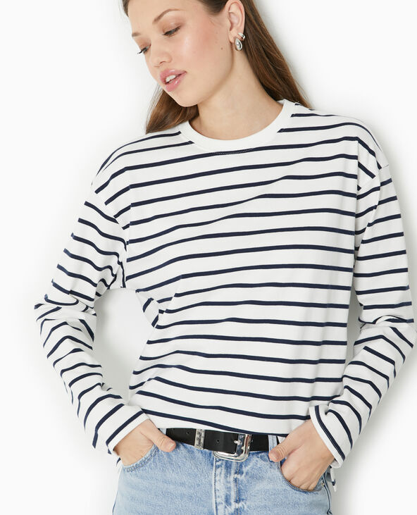 Marinière oversize manches longues blanc - Pimkie