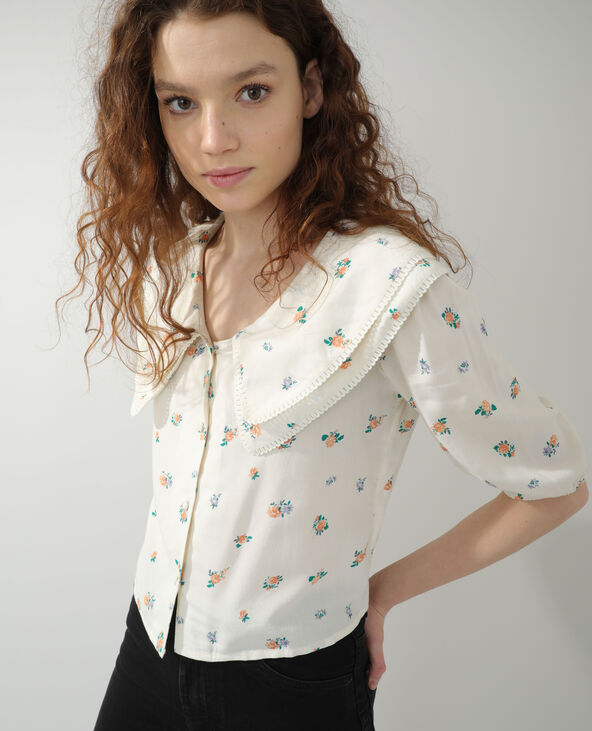 Chemise fleurie maxi col écru - Pimkie