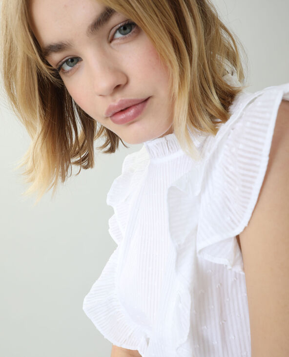 Blouse plumetis à volants blanc - Pimkie
