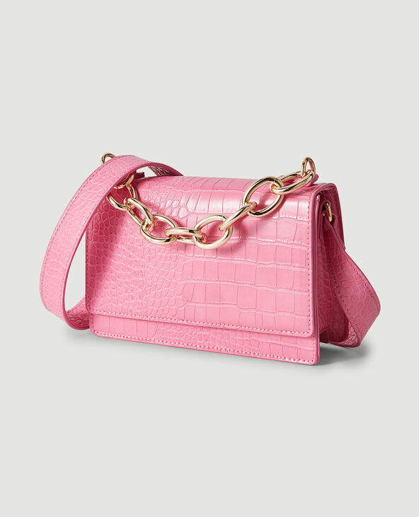 Sac effet croco à grosse chaine rose - Pimkie