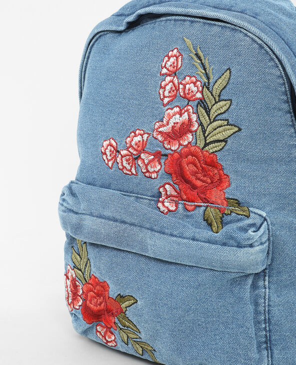 Sac à dos denim brodé bleu foncé - Pimkie