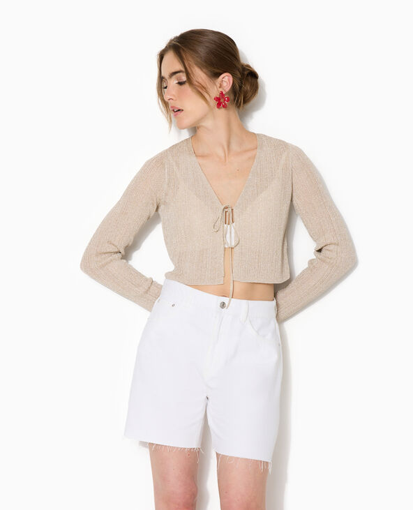 Gilet court en maille lurex avec nouette doré - Pimkie