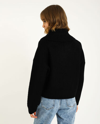 Pull col zippé noir - Pimkie