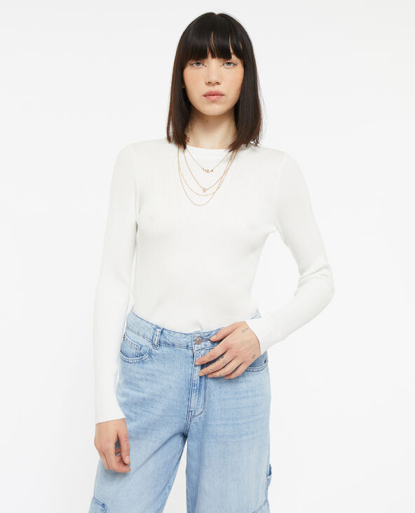 Pull en maille col rond blanc - Pimkie