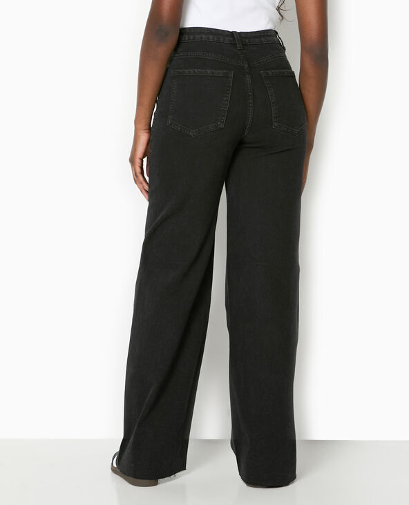 Jean wide taille haute avec brillants noirs noir - Pimkie