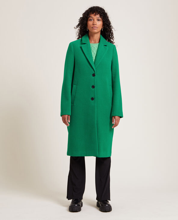 Manteau long effet drap de laine vert olive - Pimkie
