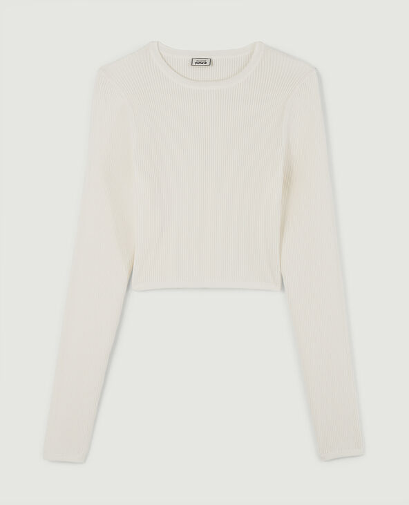 Pull court maille côtelée blanc - Pimkie