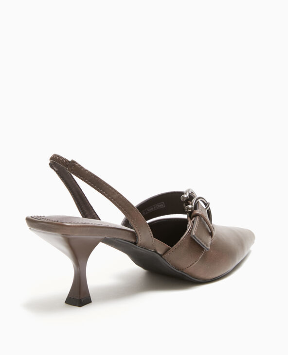 Escarpins pointus ouverts au talon marron - Pimkie