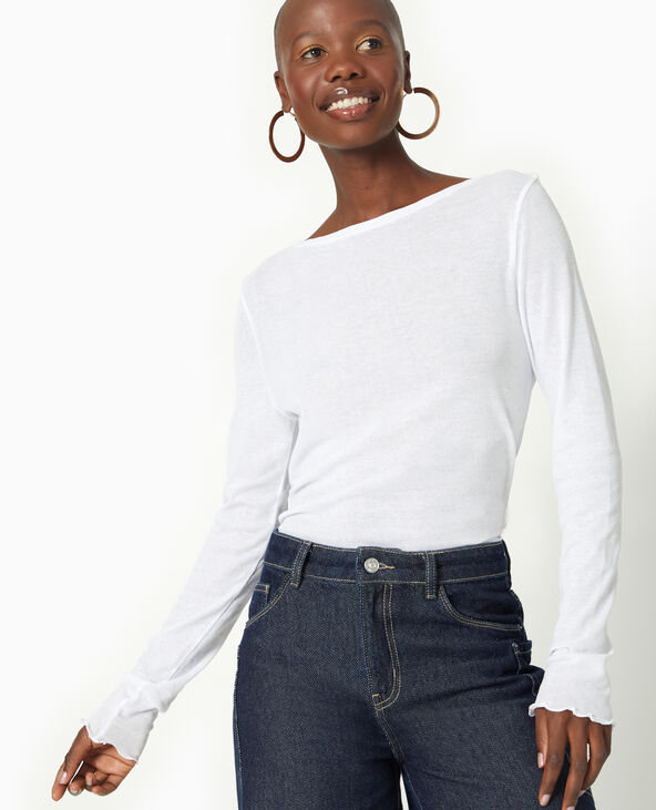 Top manches longues encolure bateau blanc - Pimkie