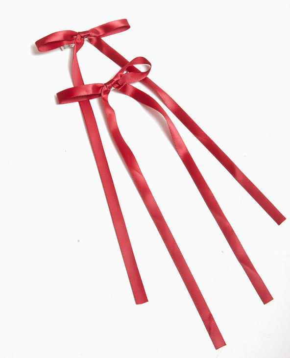 Lot de 2 barrettes crocodiles avec nœud rouge - Pimkie