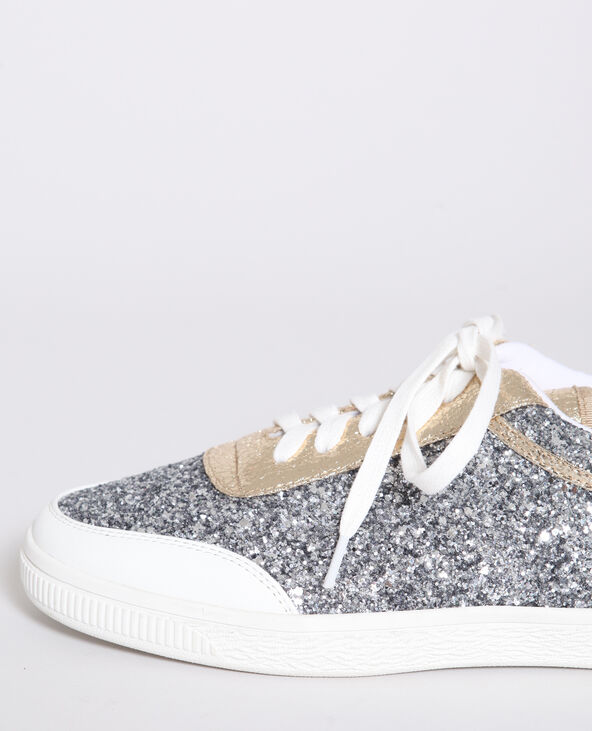 Baskets à paillettes argenté - Pimkie