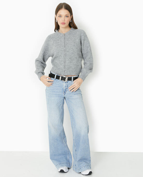 Gilet zippé en maille gris chiné - Pimkie