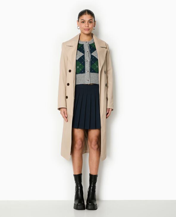 Gilet court motif losanges gris chiné - Pimkie