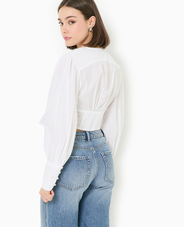 Blouse courte avec grand col blanc - Pimkie