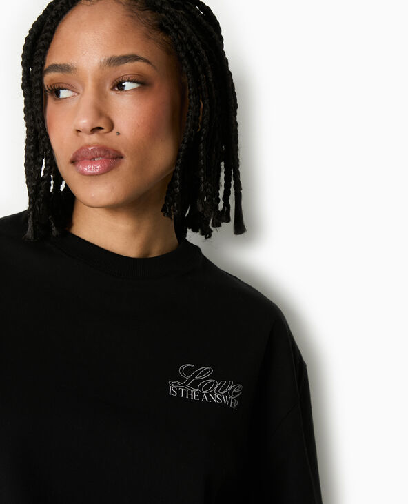 T-shirt oversize avec print poitrine et dos noir - Pimkie