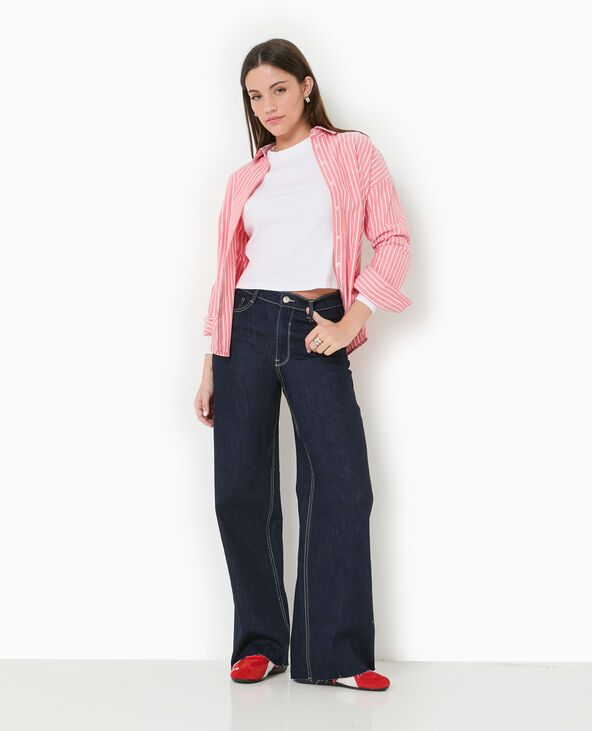 Jean wide taille haute avec bas coupés bleu - Pimkie