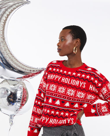 Pull de Noël façon jacquard orange - Pimkie