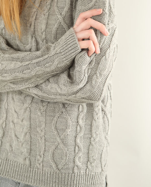 Pull torsadé gris chiné - Pimkie