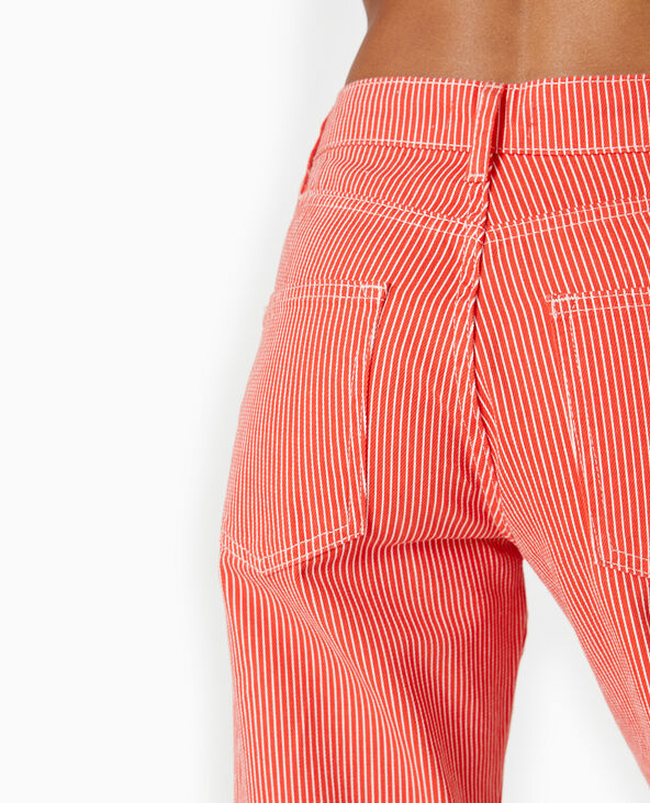 Jean rayé droit taille haute rouge - Pimkie