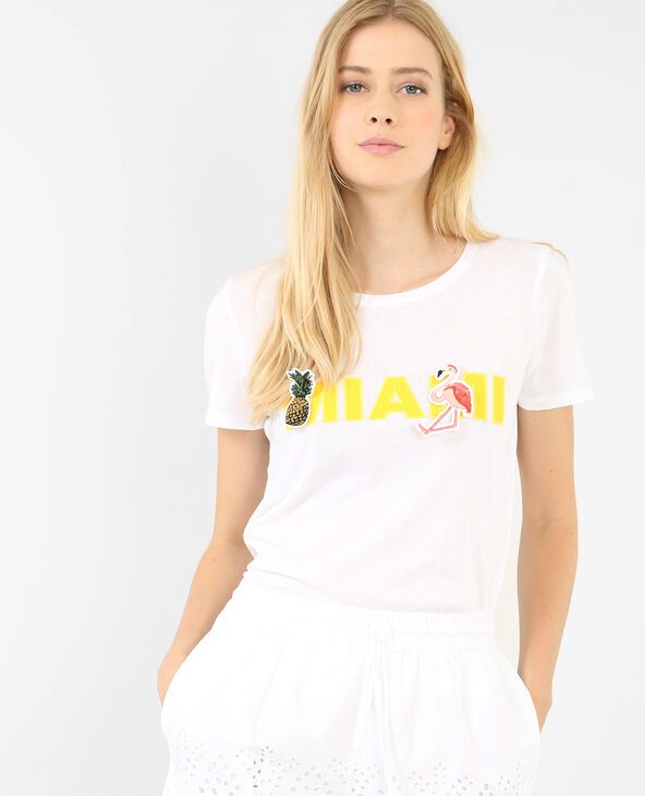 T-shirt "Miami" à scratch blanc - Pimkie