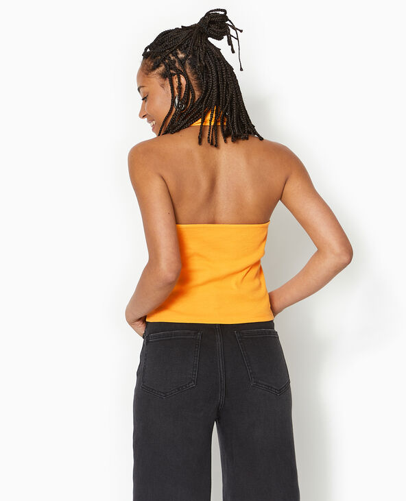 Top dos-nu col polo zippé orange - Pimkie