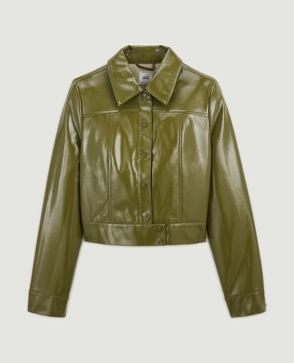 Veste courte et droite en vinyle vert olive - Pimkie