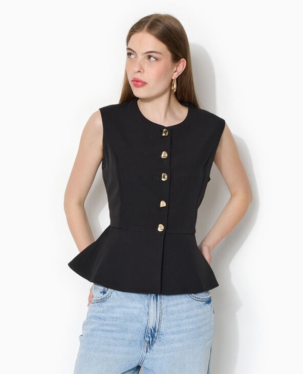 Veste sans manches peplum avec boutons fantaisie noir - Pimkie
