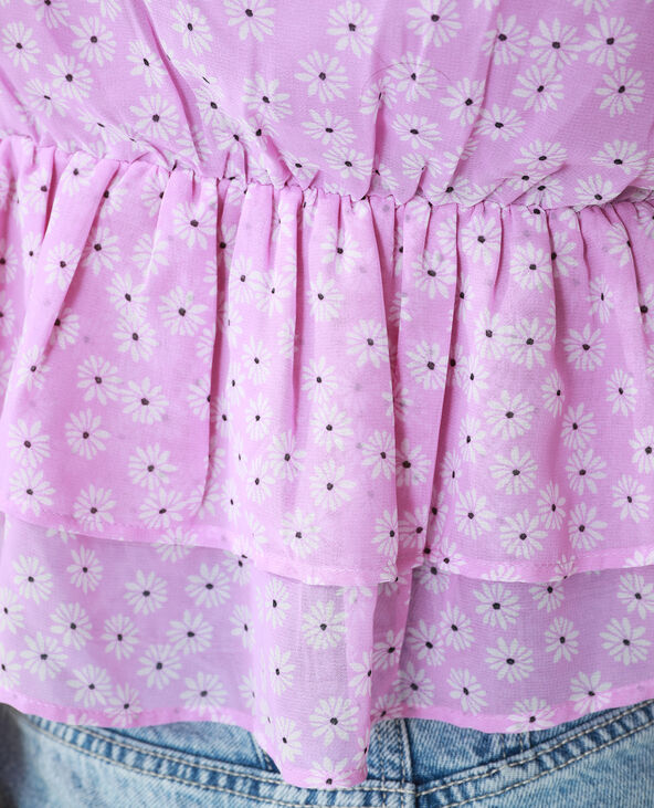 Blouse volantée et fleurie violet - Pimkie