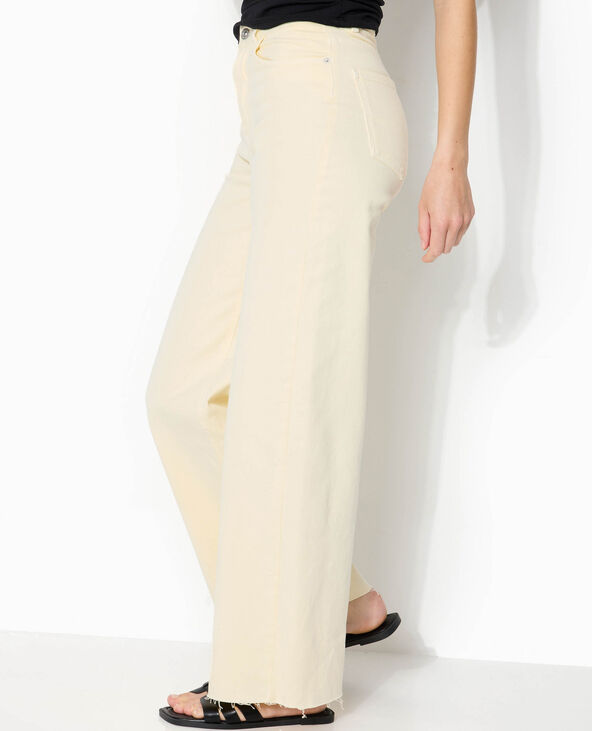 Jean wide taille haute avec bas coupés jaune - Pimkie
