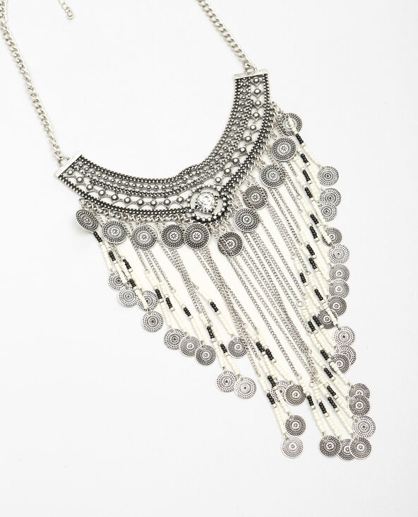 Collier plastron frangé argenté - Pimkie