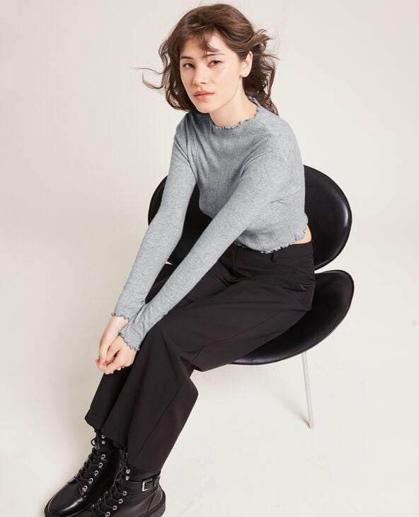 Pull maille fine côtelée gris clair - Pimkie