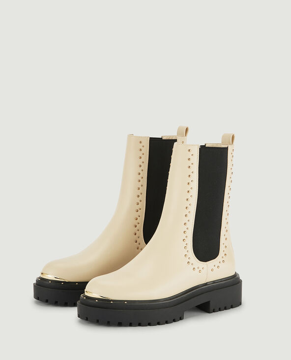 Boots chelsea clous dorés blanc - Pimkie
