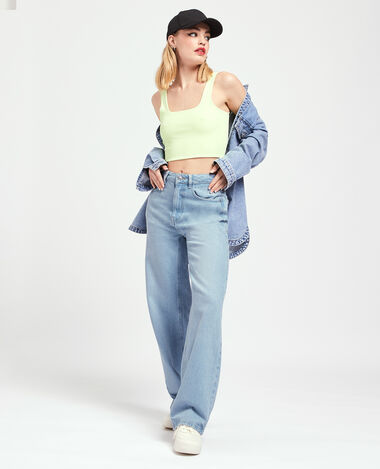 Jean large effet délavé bleu - Pimkie