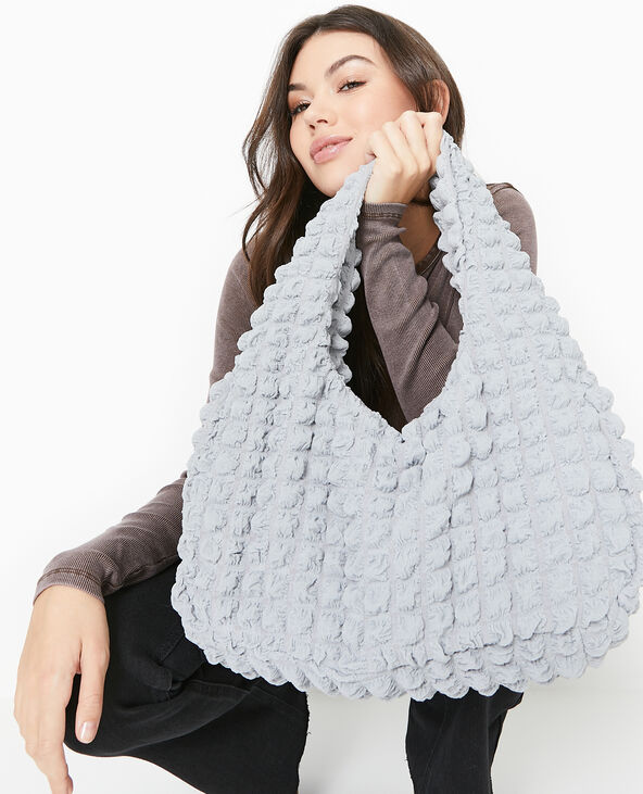 Sac forme lune en tissu reliéfé gris - Pimkie