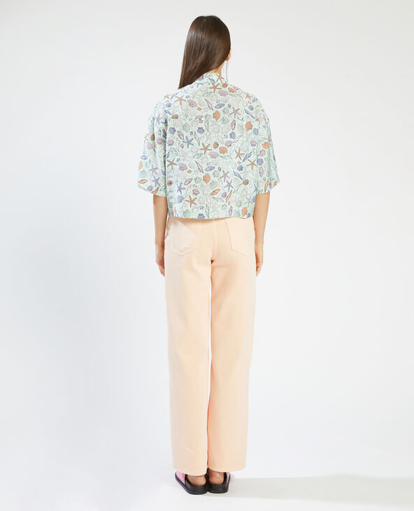 Chemisier cropped manches courtes bleu - Pimkie