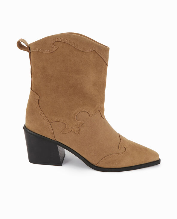 Boots santiags en suédine beige - Pimkie