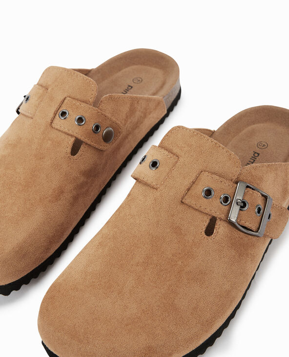 Mules fermées esprit sabot en suédine camel - Pimkie
