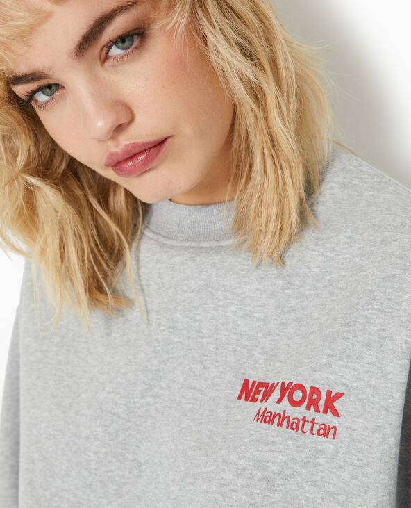 Sweat oversize avec print NEW YORK gris chiné - Pimkie