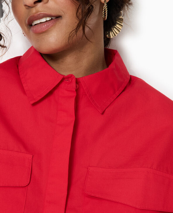 Chemise courte avec manches courtes et poches rouge - Pimkie