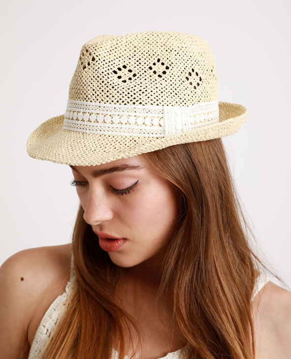 Chapeau en paille écru - Pimkie