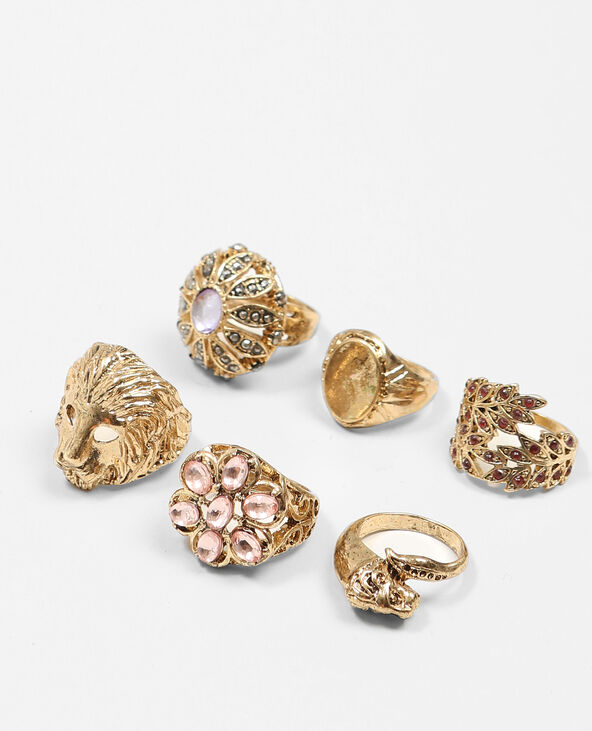 Lot de 6 bagues doré - Pimkie