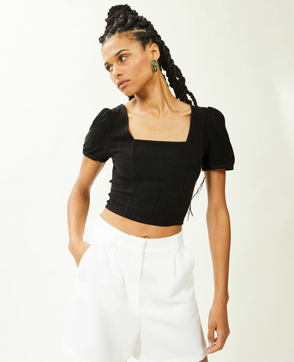 Top encolure carrée avec laçage dos noir - Pimkie