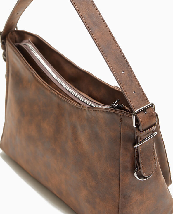 Sac multipoche effet cuir usé marron - Pimkie