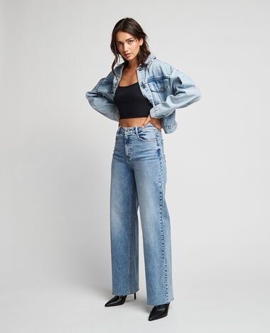 Jean wide leg bas coupés bleu - Pimkie
