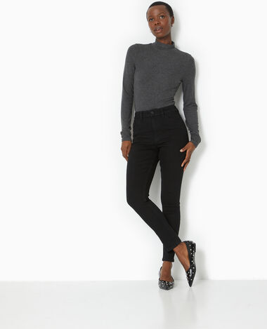 Pantalon slim noir taille haute clearance