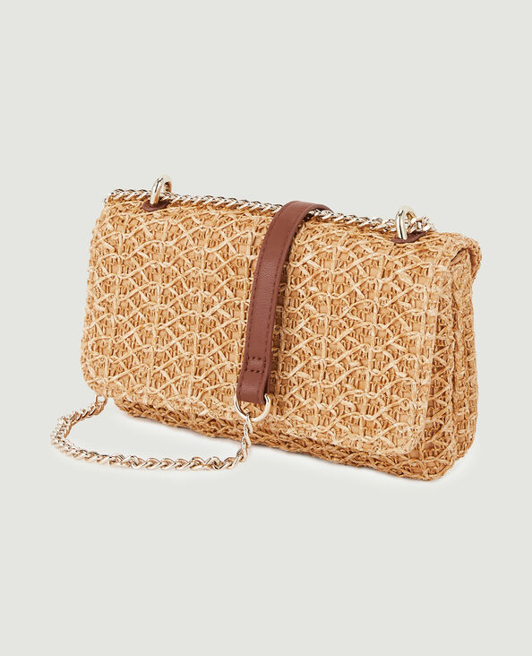Sac pochette en raphia avec chaine sable - Pimkie